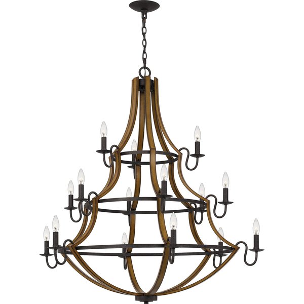 Quoizel Shire 15-Light Rustic Black Chandelier SHR5015RK